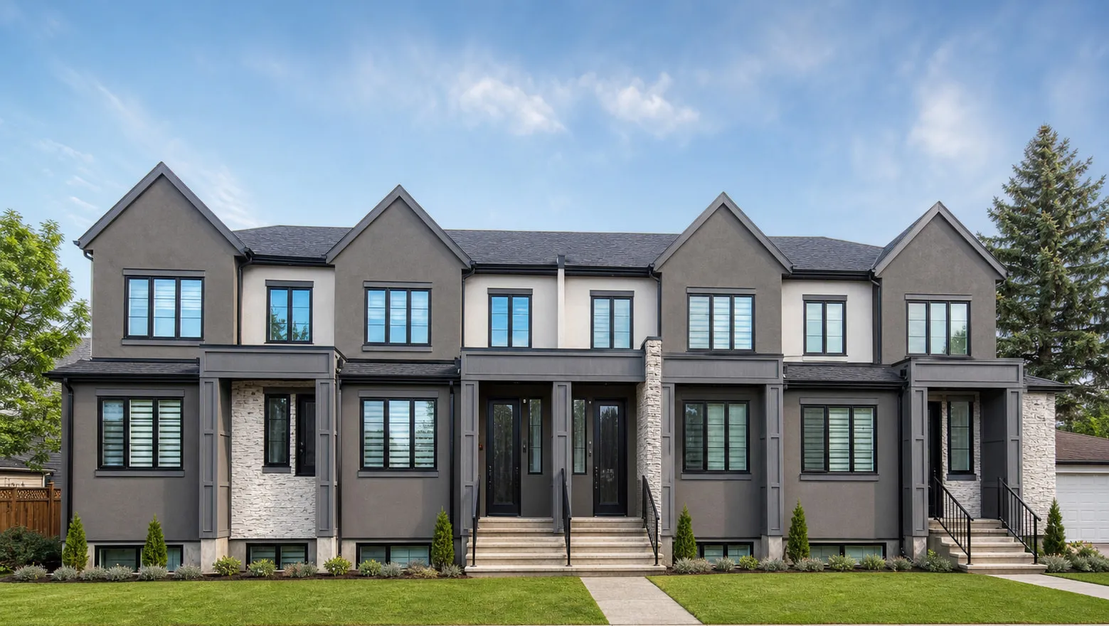 A row of Calgary townhomes under full-service management by NEXA Property Management