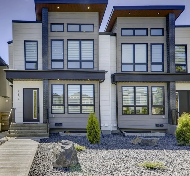 A contemporary Calgary duplex entrance — rental property management